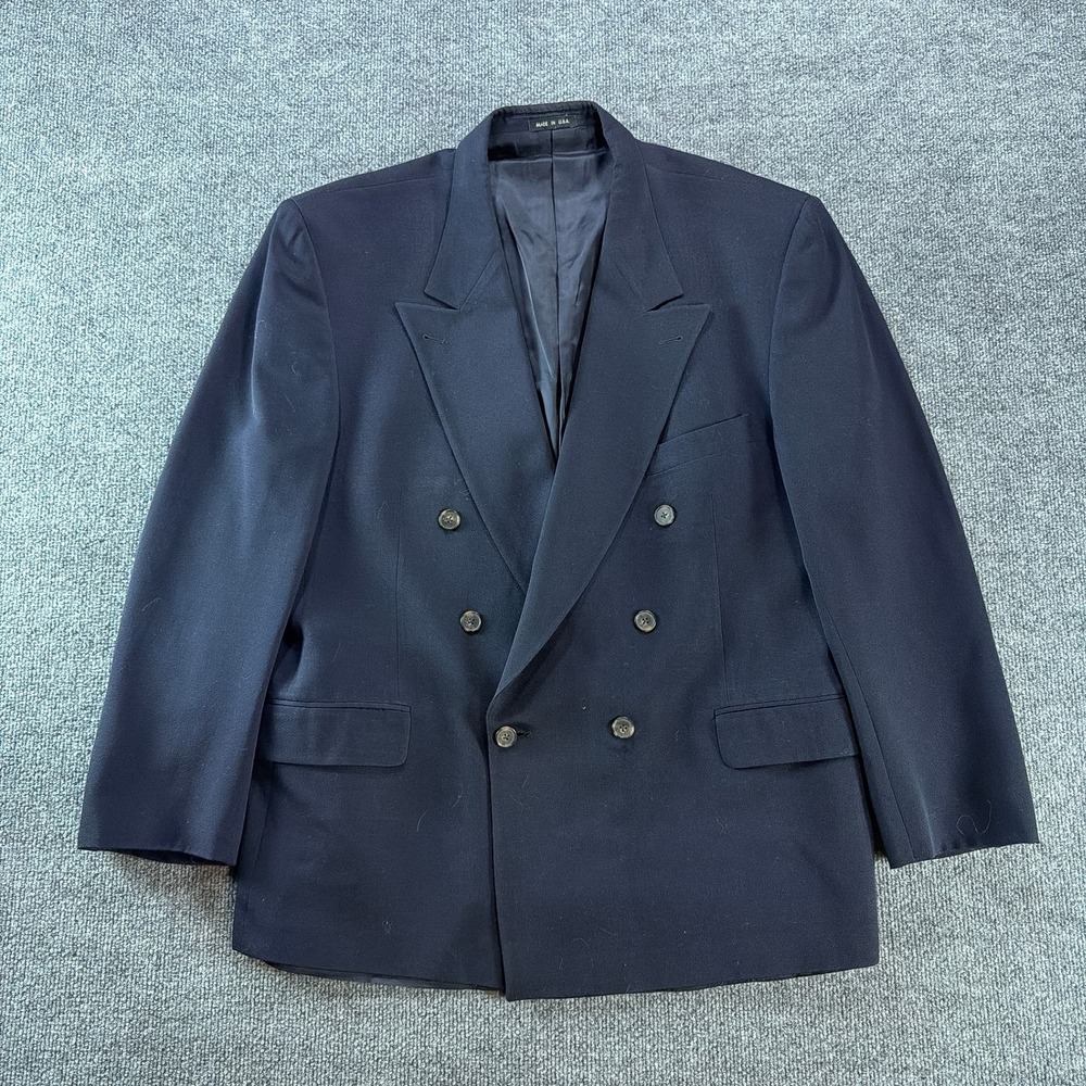 VTG‎ Joseph Abboud Nordstrom Union Navy Double Breasted Pure Wool Blazer Jacket